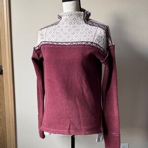 Free people Cream and Burgundy Knit Sweater size XS
